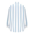 thumbnail image 4 of Women's Long Sleeve Basic Shirts Stripe Lapel V Neck Button Down Work Shirt Fall Tops Outfits Clothes 2025, 4 of 8