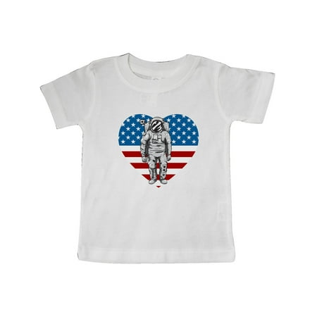 

Inktastic Astronaut Space Travel US Flag Heart Gift Baby Boy or Baby Girl T-Shirt