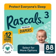 Rascals Premium Absorbent Baby Diapers Size 3, 88 Count