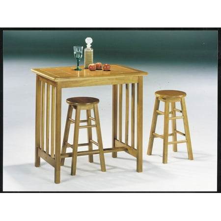 - Simple Relax Metro Breakfast Counter Height Dining Set Table Stools Tile Top Oak Terracotta