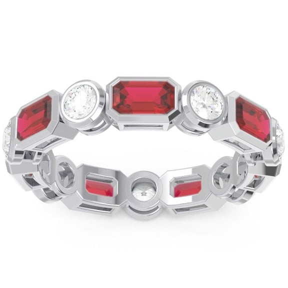 Beautiful 5.00 Carat Natural Diamond Red Ruby Gemstone Engagement Eternity Bands for her Solid 18K White Gold Size 7 by Diamond-Capitals
