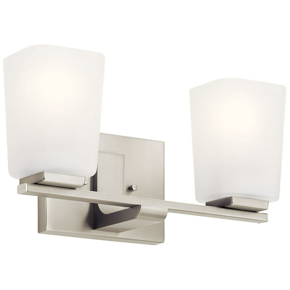 55016NI Kichler Lighting Roehm - 2 Light Bath Vanity Approved for Damp Locations - with Transitional inspirations - 7.25 inches tall by 14 inches