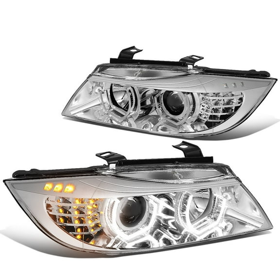 DNA Motoring For 09-12 BMW E90 Sedan LED Turn Signal 3D U-Halo DRL Projector Headlight Lamps Pair