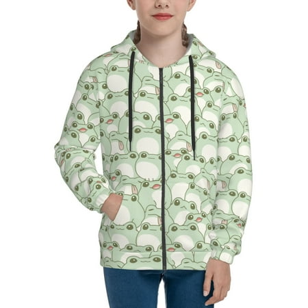 

Hoodies for Teen Girls Boys Cute Frog Long Sleeve Youth Kids Essentials Zip Up Hoodie Lghtweight Fashion Hoodies & Sweatshirts Jacket Fall Winter Outfits Tops