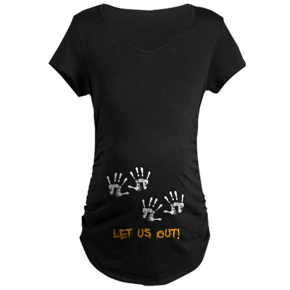 CafePress - Twin Hand Prints Maternity Dark T Shirt - Maternity Dark T-Shirt