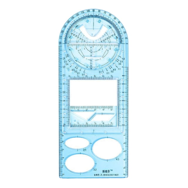 DYNWAVECA Drawing Template Stationery Measuring Tool Mathematics Multifunctional Geometric Ruler for Teachers Custom Made Mathematics Teaching , High Blue