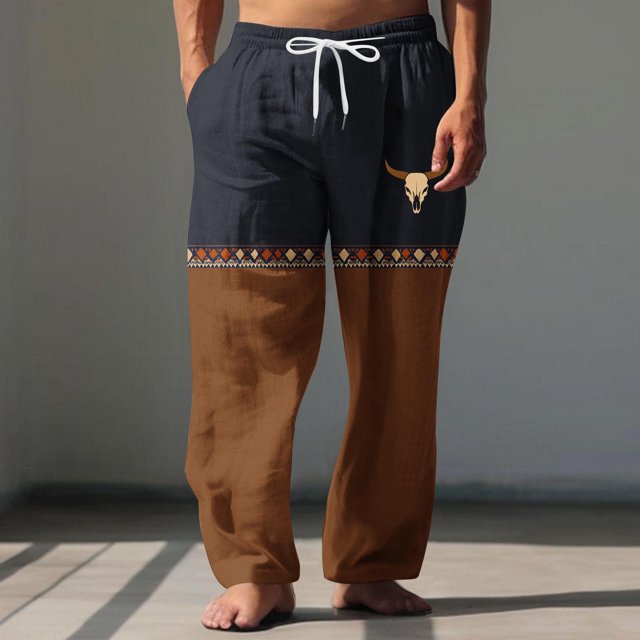 Pantalones largos para hombre, cintura elástica, transpirables, cómodos, suaves, informales, de playa, de poliéster.