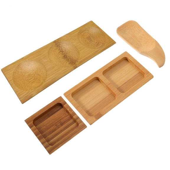 NIAIZEK Set of 4 Small Wooden Sauce Dipping Bowls for Condiments and Chocolate Serving