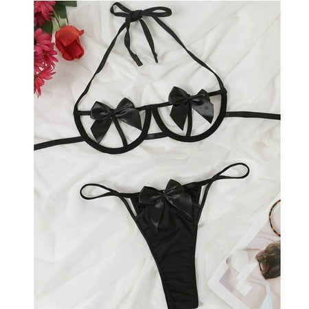 (2-Pack) Puawkoer Sleepwear Lace Lingerie Pajamas Lace Bra Set for Women Fashion Garter Underwear Ring Kitchen Curtains and Set 24 inches Long Lace Sexy Steel Lace Gart