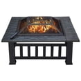 thumbnail image 4 of Multifunctional Fire Pit Table 32in Square Metal Firepit Stove Backyard Patio Garden Fireplace for Camping, Outdoor Heating, Bonfire and Picnic- Antique Gray, 4 of 11