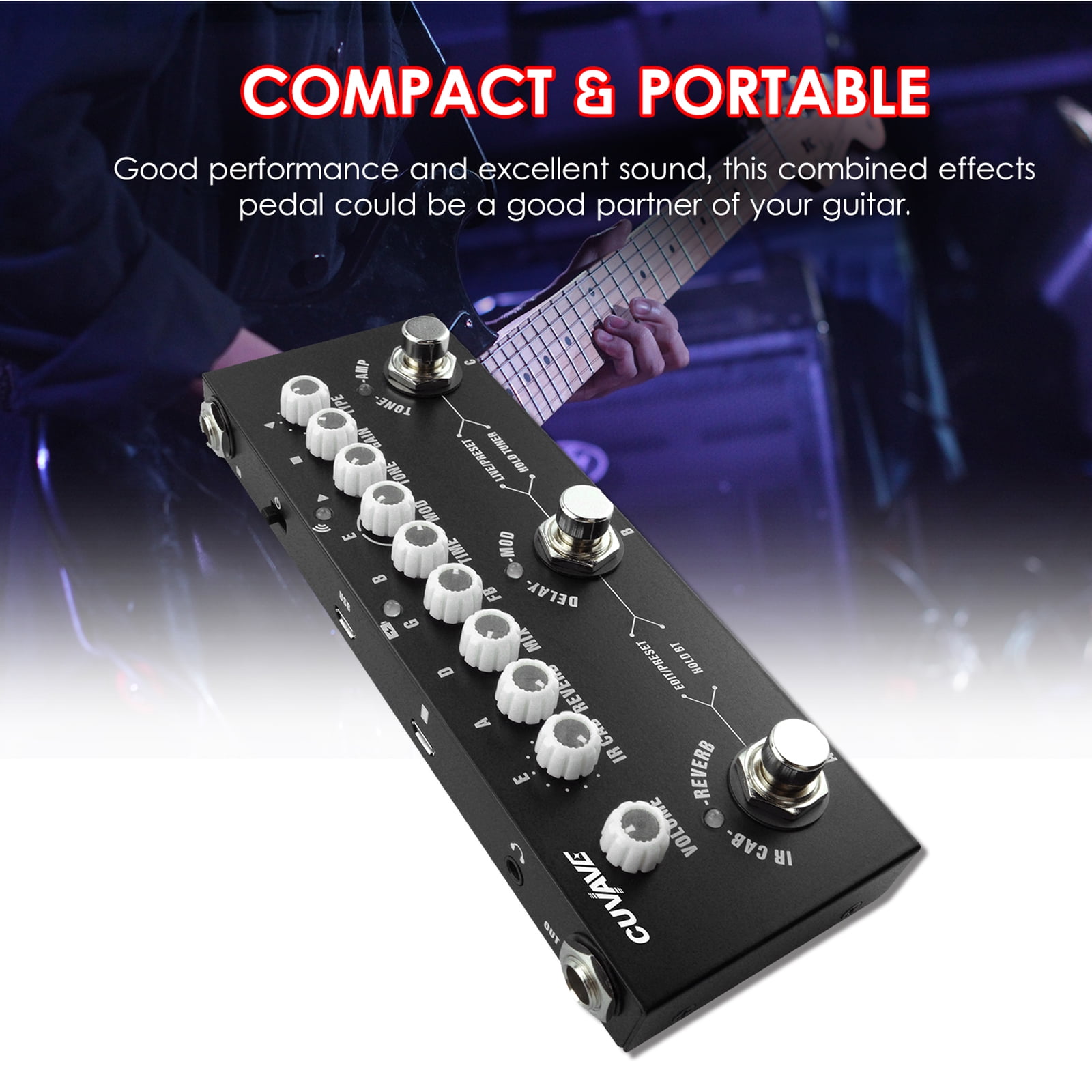 Aibecy Portable Electric Guitar Effect Pedal CUVAVE CUBE BABY with Wireless Playback Recording Multifunctional Audio Type-C Interface