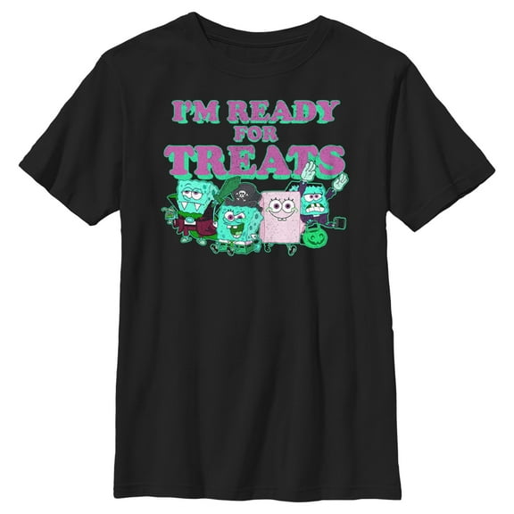 Boy's SpongeBob SquarePants Ready for Treats  Graphic Tee Black Large