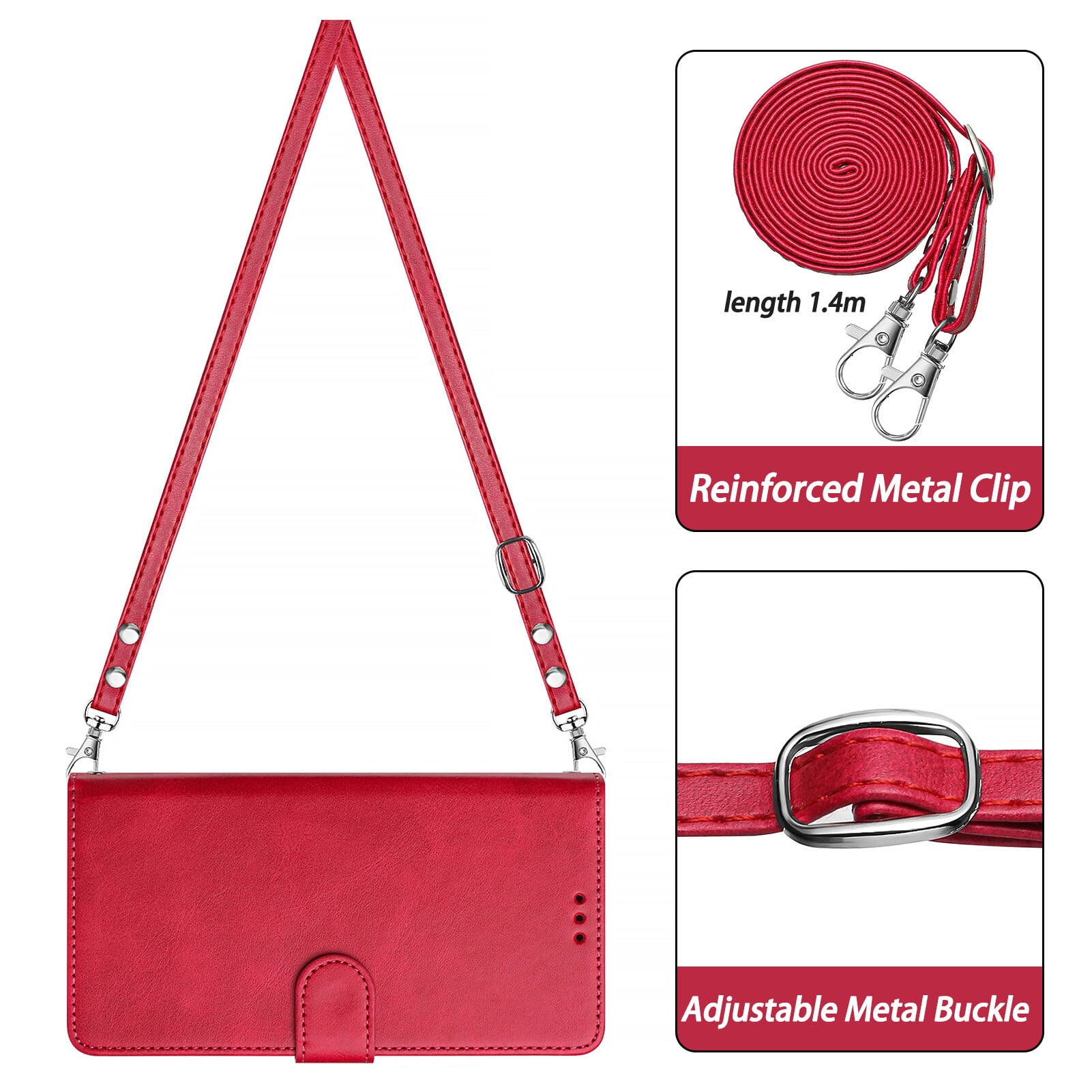iPhone 14 PRO MAX Case ,RFID Blocking Cover Crossbody Lanyard Flip Leather Wallet Case for iPhone 14 PRO MAX