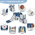 thumbnail image 2 of Rugerasy 8 In 1 Toddler Slide Set,Freestanding Backyard Playground , Slide with Basketball Hoop, Telescope, Steering Wheel, Tunnel, Ball and Storage Space for Indoor, Outdoor,Blue, 2 of 11