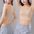 thumbnail image 6 of Huowey Women Tank Top Camisole Solid Color Basic Scoop Neck Padded Sleeveless Spaghetti Strap Slim Fit Soft Trendy Relaxed Casual Yoga Summer Tunic Cami Crop Top,Beige,L, 6 of 7