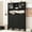 Black-1, variant on Hall Tree with Tempered Glass Doors, Entryway Shoe Storage Cabinet with Flip Drawers, Multi-Functional Tall Cabinet with Hanging Hooks for Hallway