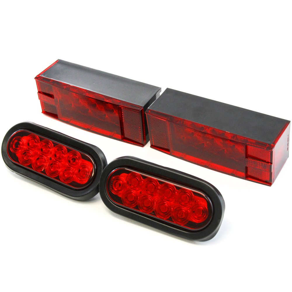 (2) LED Submersible Combination Trailer Tail Lights Boat & (2) 6 Inches