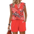 thumbnail image 6 of Gamivast Shorts Sets Women 2 Piece Outfits Floral Print Pleated Tank & Drawstring Short Casual Sets Summer Boho Beach Vacation Holiday Lounge Wear Suits, 6 of 8