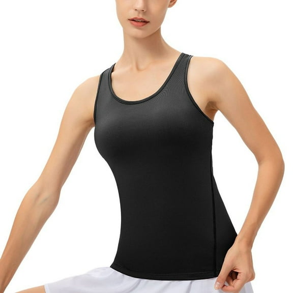 SWSMCLT Women's Breathable Tank Top Elasthane Pull On Curvy Sleeveless Stretch Vest Top Chic Vest Autumn Black Large