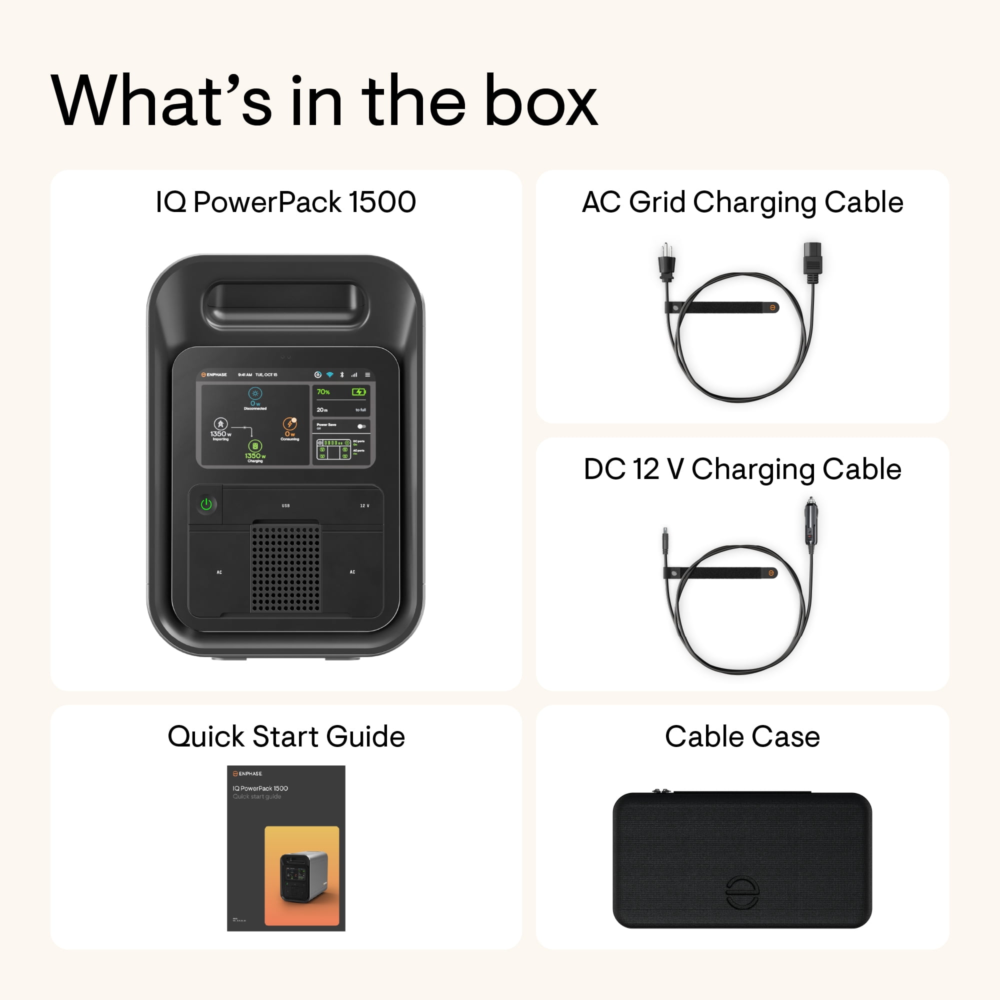 Enphase IQ PowerPack 1500 Wh Portable Power Station | UL 9540A Certified Solar Generator | Home Backup Power Outage | LFP Battery | IQ8 Microinverters | Enphase App | 11 Ports 1500 W