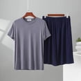 thumbnail image 2 of BaoFuBaoMei Pajamas for Men 2 Piece Set Big and Tall Crew Neck Lounge Sets Short Sleeve Top and Shorts Sleepwear Sets Comfy Soft Loungewear with Pockets, 2 of 5