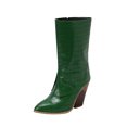thumbnail image 1 of NECHOLOGY Botas Mujer Adulto Femenino Zapatos Botines de mujer Botas de tacón grueso con cremallera lateral de mezclilla a la moda para mujer (Green, 8.5), 1 of 7