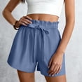 thumbnail image 4 of Women's Summer Casual Shorts Ruffle Trim Drawstring High Waist Wide Leg Shorts Comfy Lounge Shorts for Beach, 4 of 5