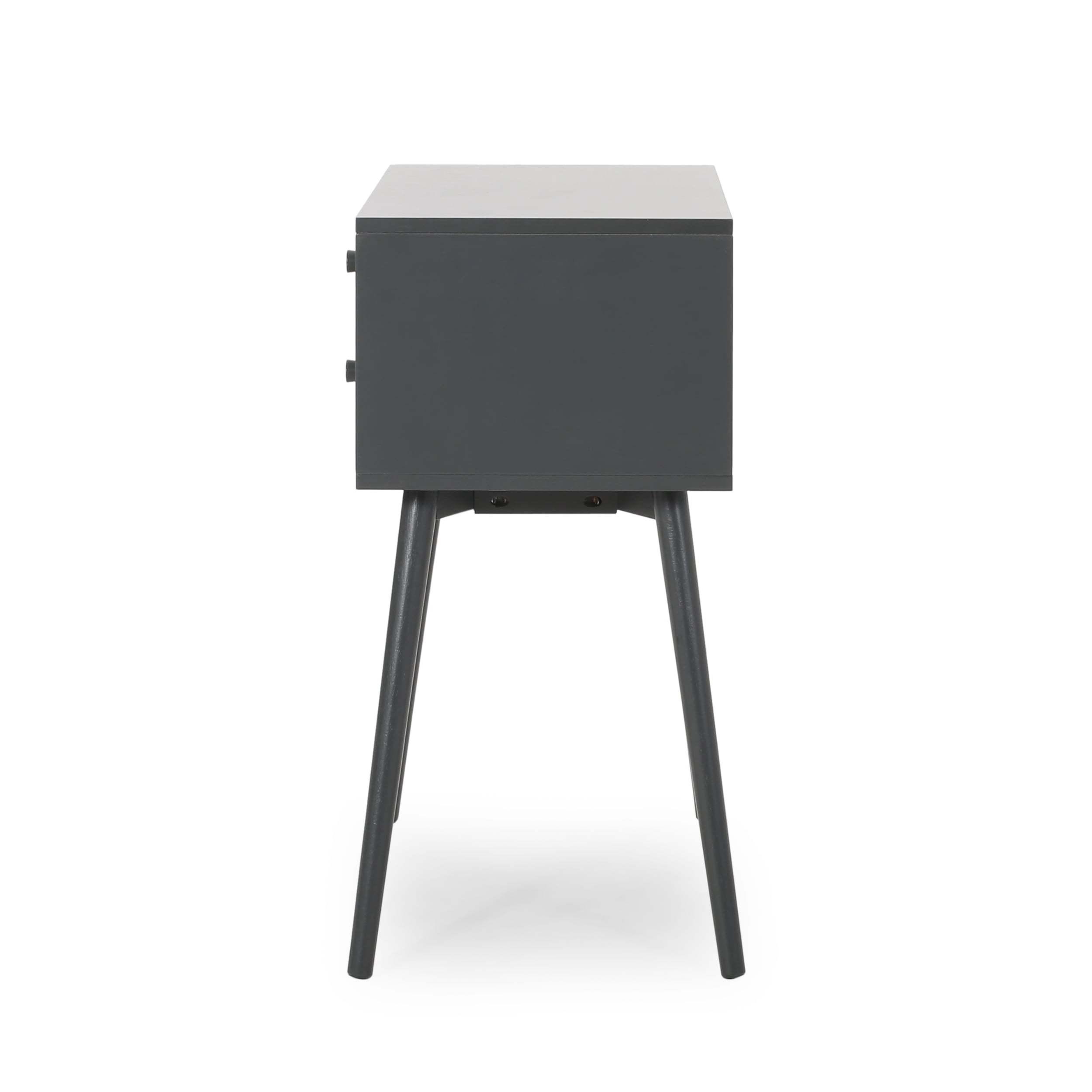 Noble House Nasia Faux Wood Mid-Century Modern Side Table, Dark Gray
