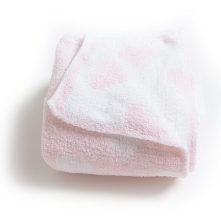 Chenille Baby Blanket - Soft Throw Blanket for Cribs and Strollers - Hearts - Pink