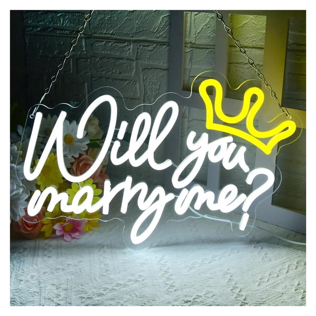 Letrero De Neón Will You Marry Me Con Luz LED Regulable, Para Propuestas De Matrimonio, Fiestas De Compromiso Y Decoración De Pared 40cmx25.5cm