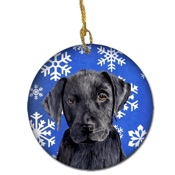 Labrador Winter Snowflakes Holiday Ceramic Ornament