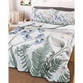 thumbnail image 3 of Quilts Full Size, Blue Beige Floral Soft Comforter Bedding Set for Bed, Farmhouse Botanical Lightweight Quilted Bedspread with Pillow Cover(2 Pieces) for All Season, 78x90 Inch, 3 of 6