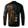 thumbnail image 5 of Herrnalise Men Zipper Casual Print Stand Collar With Long Sleeved Outwear Jacket Brown, 5 of 5
