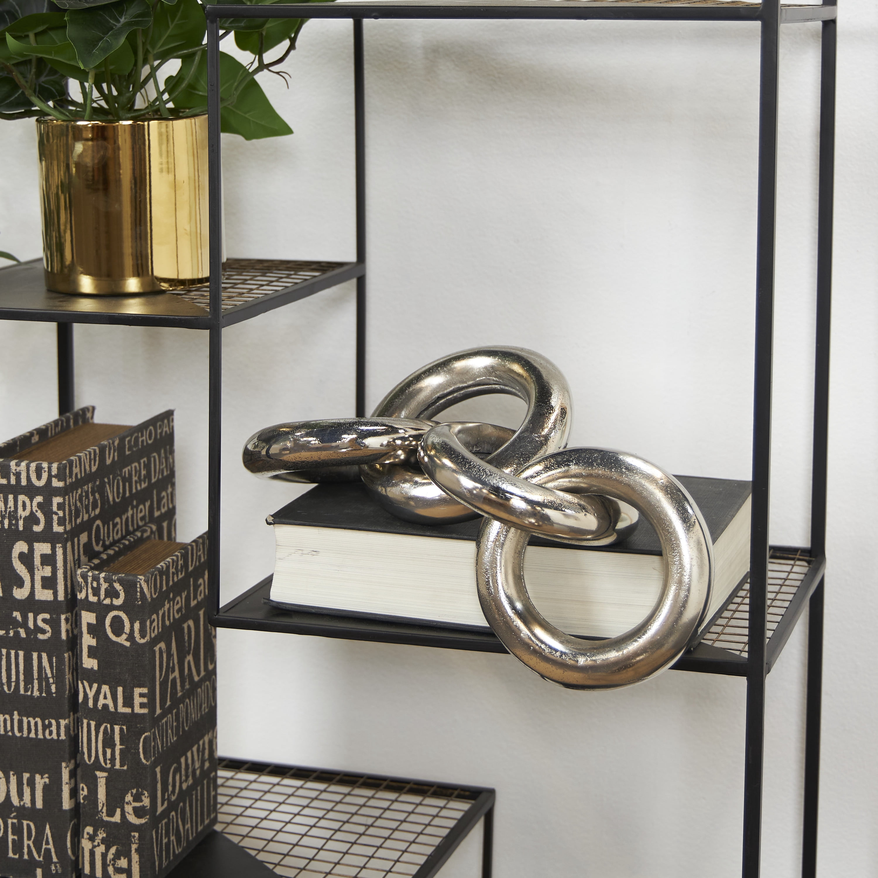 16" x 3" Silver Aluminum Chain Sculpture, by DecMode