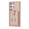 thumbnail image 4 of Wallet Phone Case Compatible with Samsung Galaxy S24 Ultra,With 360° Rotatable Finger Ring Holder Kickstand,Card Slots,PU Leather Shockproof Anti-fall Heavy Duty Rugged Phone Case,Rosegold, 4 of 12