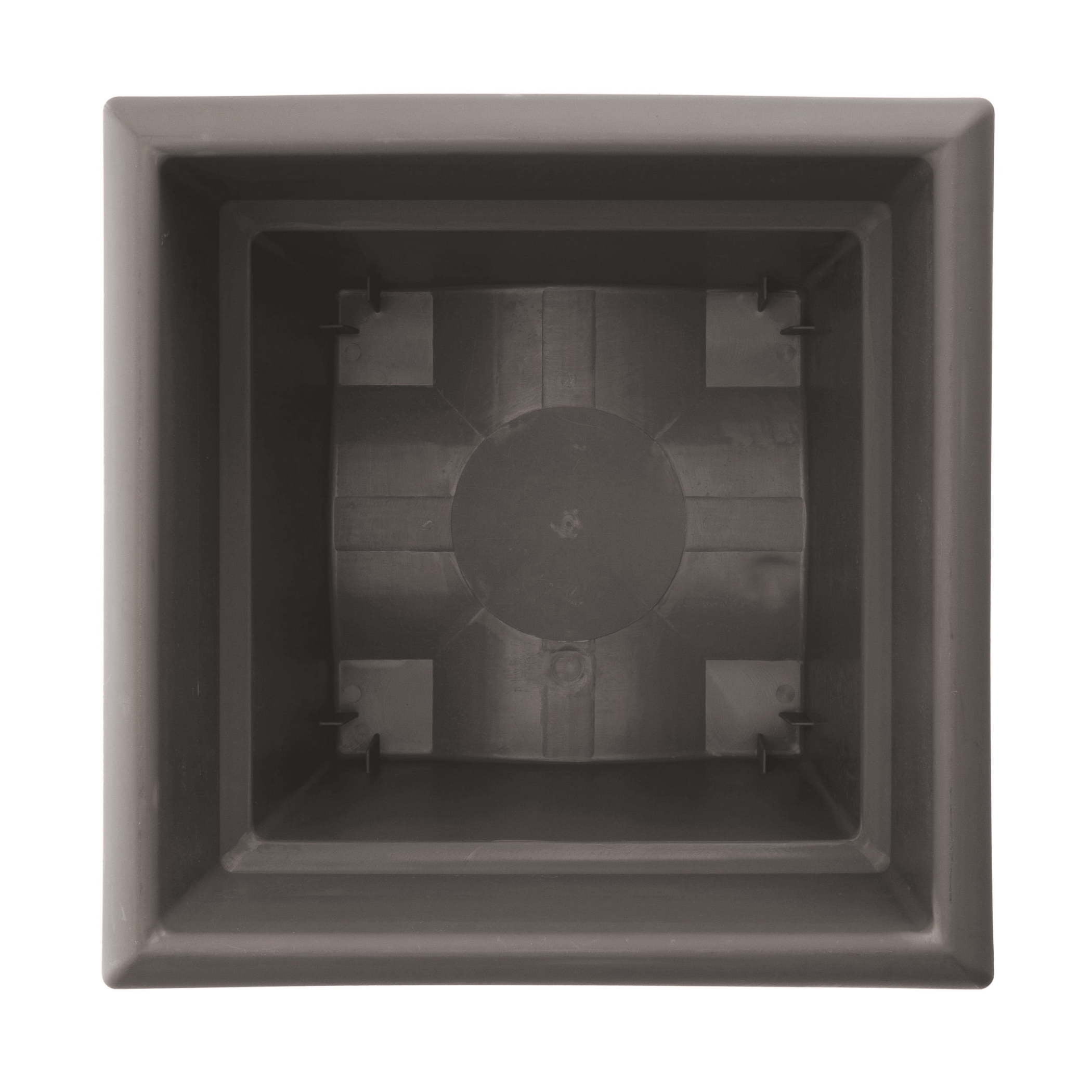 Bloem Veranda 14" Square Box Plastic Planter - UV-Resistant, Indoor/Outdoor, Peppercorn