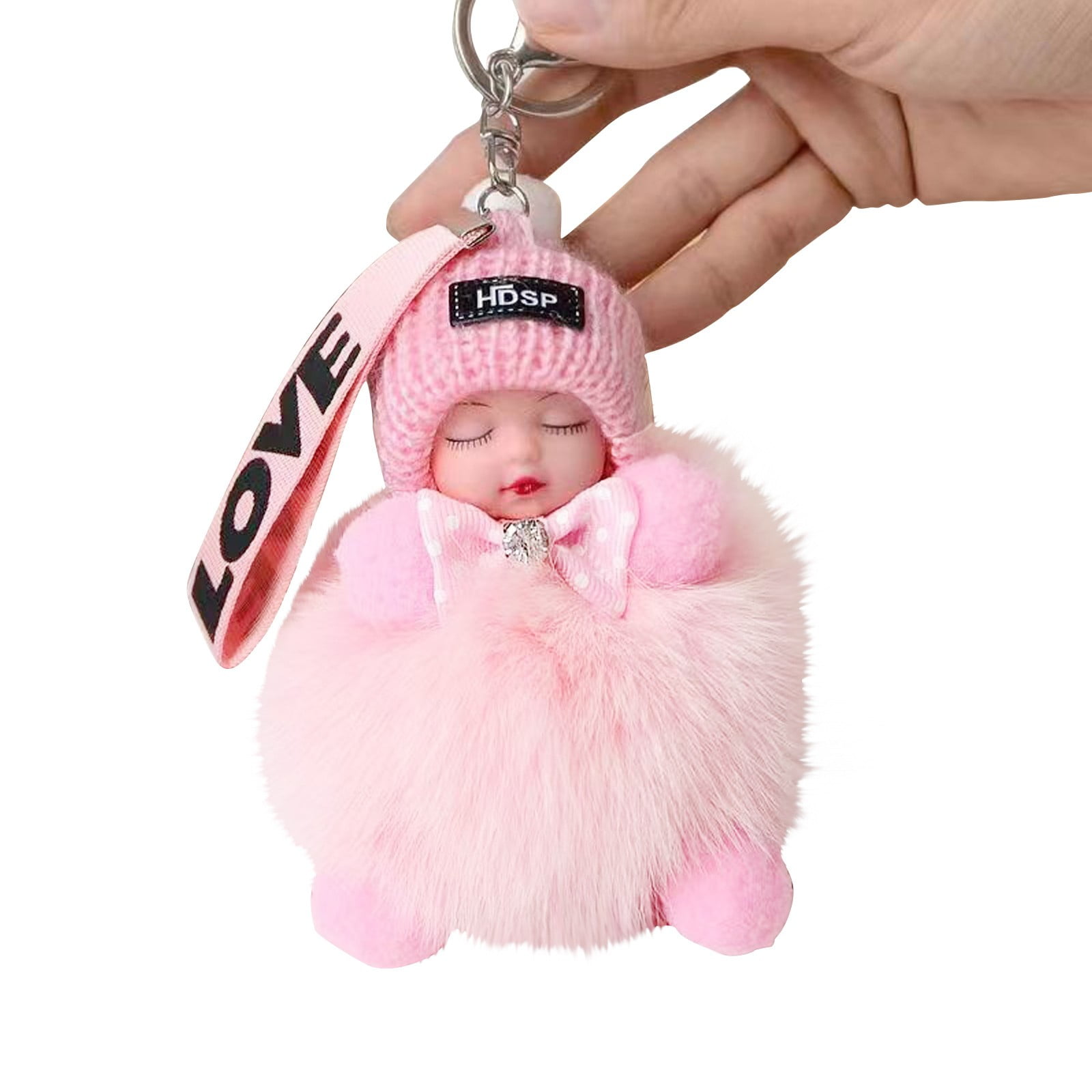 MINIKOKO Cute Car Pendant Sleeping Doll Cartoon Plush Keychain
