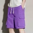thumbnail image 2 of Hot Days, Bold Styles YLSDY Men's Cargo Shorts Loose Fit Breathable Casual Summer Tennis Workout Shorts Big and Tall Bermuda Pants with Pockets Purple XXXXL, 2 of 9