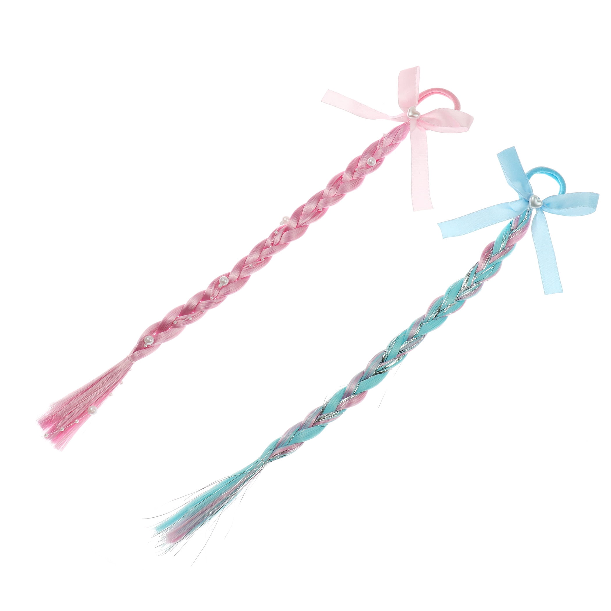 Wonder Nation 2 Pack Braided Faux Hair Set with Bow Ponies (Girl's)