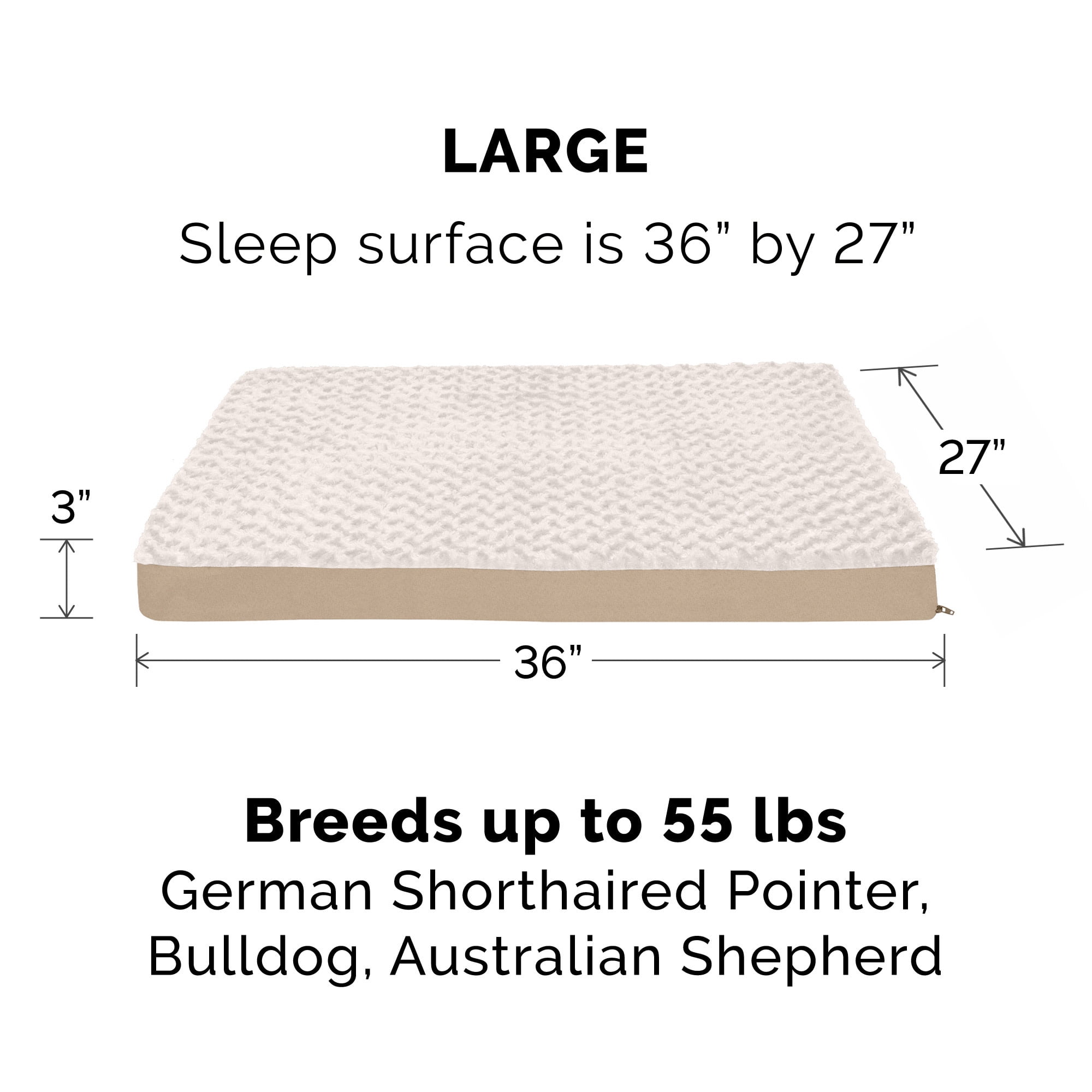 FurHaven Ultra Plush Deluxe Orthopedic Mattress Pet Bed, Cream, Large, 1 Count