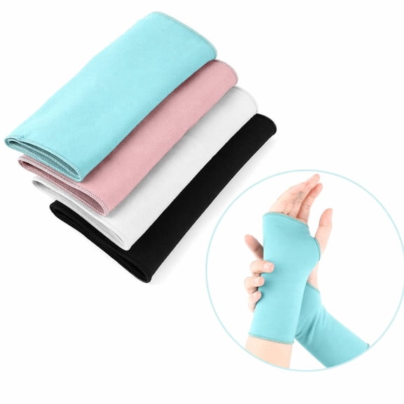 Stcellnmex Women's UV Protection Cooling Cotton Wrist Length Fingerless Gloves, 4 Pack, Multicolor