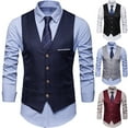thumbnail image 3 of DISHAN Plus Size Formal Men Solid Color Suit Vest Single Breasted Business Waistcoat, 3 of 8
