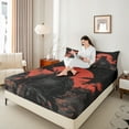 thumbnail image 4 of Manfei Boys Cat Samurai Twin Sheet Sets, Vintage Japanese Twin Fitted Sheet, Traditional Ink Painting Flat Sheet, Lightweight Room Decor 3 Pieces, 4 of 7