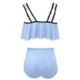 thumbnail image 3 of Efsteb Womens Tankini Bathing Suits Conservative Two Piece Bathing Suits Tankini Top with Bottom High Waist Bikini Solid Color Summer Beach Swimsuit (Light Blue,M), 3 of 4