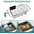 thumbnail image 2 of SUMMIT Dish Drying Rack in Sink, Over The Sink Colander Strainer Basket, Stainless Steel Strainer Basket with Expandable Rubber Grip Handles for Vegetables, Fruits, Home Kitchen Essentials, Black, 2 of 6