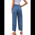 thumbnail image 3 of Pantalones Anchos y Holgados para Mujer, Estilo Palazzo Harén, Informales, con Cintura Elástica y Bolsillos, Color Azul, Talla S, 3 of 6