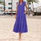 thumbnail image 2 of Vestido fluido con cuello en V y corte en A para mujer - Ligero, ideal para la playa o el brunch, poliéster y spandex, tallas S-XXXL, 2 of 7