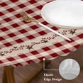 thumbnail image 3 of Country Star Plaid Round Tablecloth, Fitted Table Cover with Elastic for 36"-44" Round Tables, Retro Red American Farm Barn Berry Table Cloth Outdoor Indoor Dinning Party Waterproof Tablecloths, 3 of 7