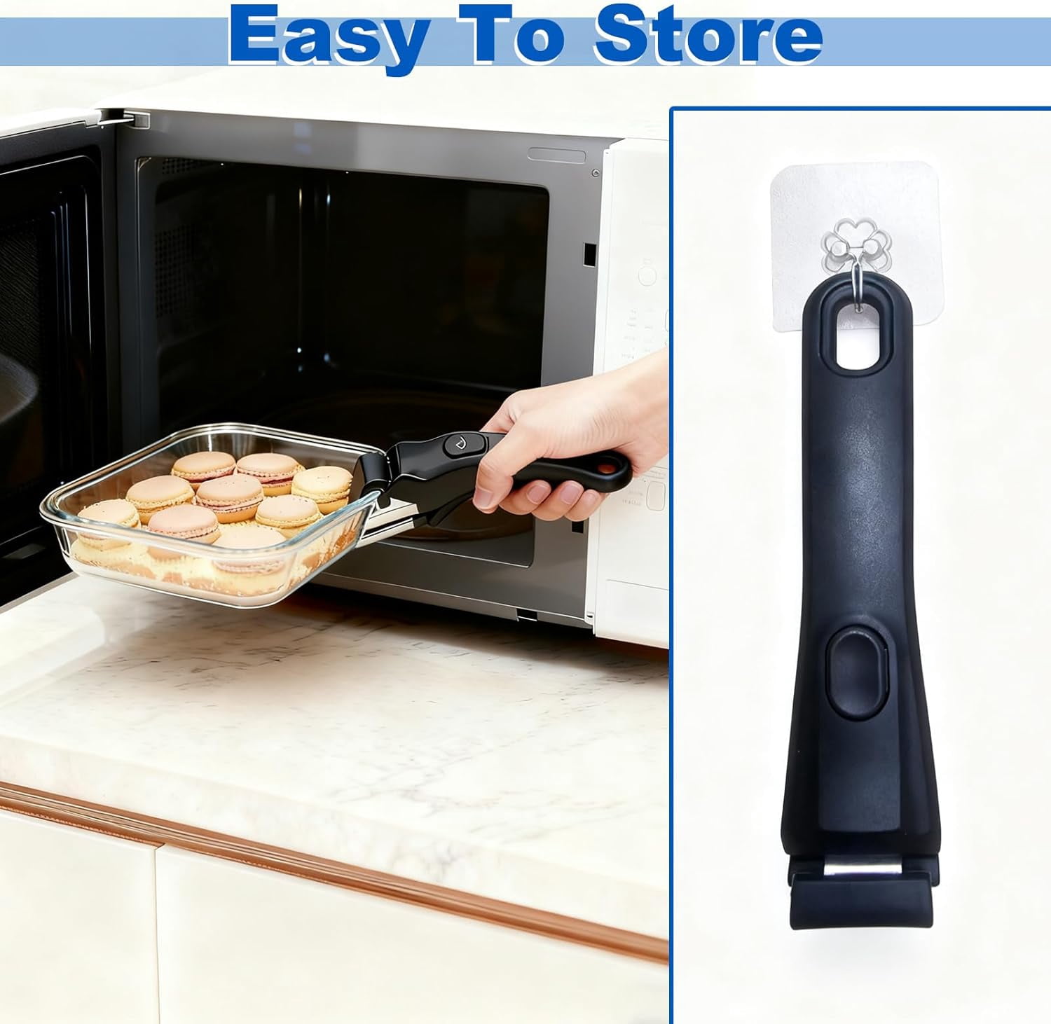 Detachable Pot Handle Set with Silicone Oven Mitts, Universal Removable Pan Handle Heat-Resistant Replacement for All Pots and Pans (Black)