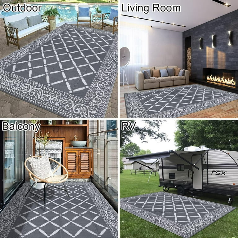 Yamaziot 9'x12' Outdoor Rugs Patio Rug Reversible Mats, RV Rug, Waterproof  Camping Area Rug Plastic Straw Carpet Outdoor Mat for Porch, Balcony